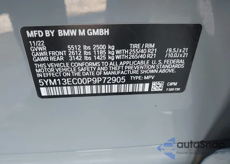2023 BMW X3 M from USA, damaged, VIN 5YM13EC00P9P72905